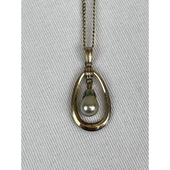Vintage Van Del Cultured Pearl Drop Necklace 1/20 12k gold filled - Picture 3 of 8